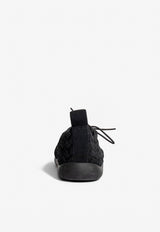 Plat Lace-Up Sneakers in Elasticated Intrecciato