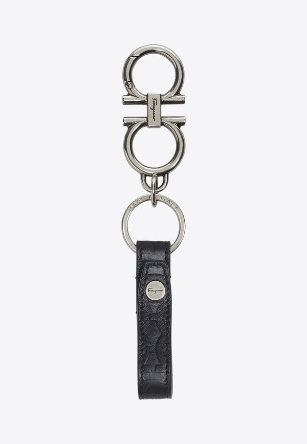 Gancini Keychain with Hammered Leather strap
