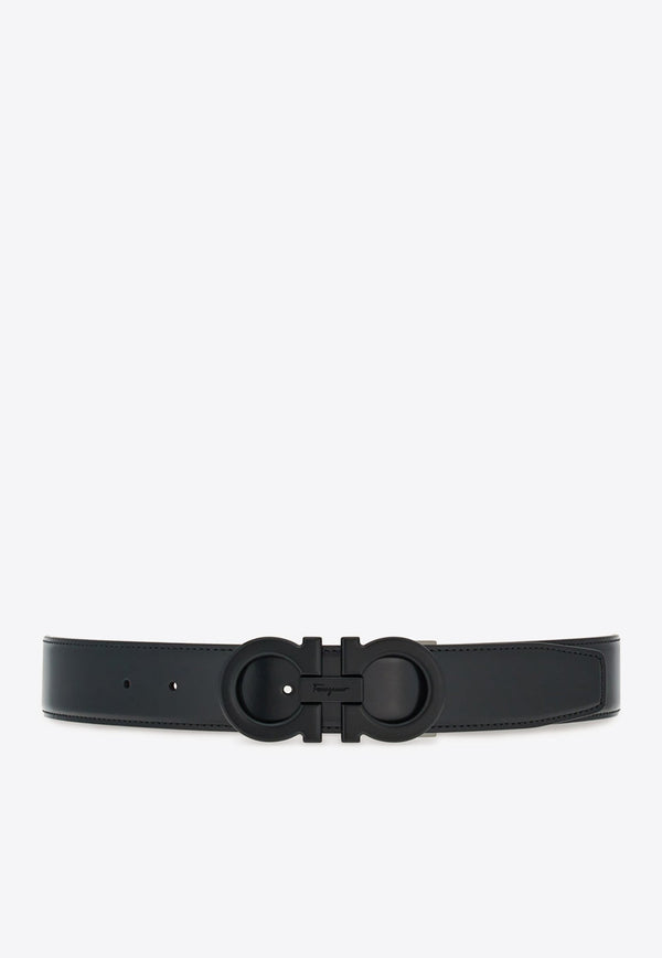 Reversible Gancini-Buckle Leather Belt