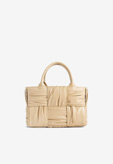 Mini Arco Tote Bag in Foulard Intrecciato Leather
