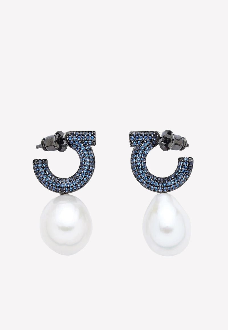 Gancini Pearl Drop Earrings