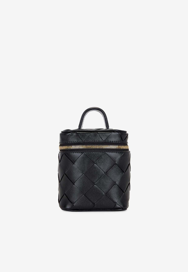 Intrecciato North-South Leather Vanity Bag