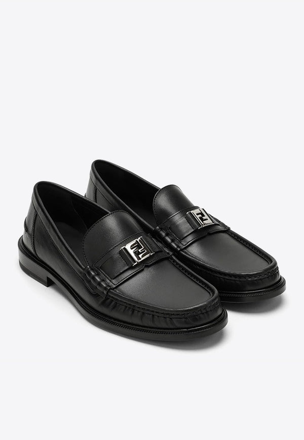FF Logo Loafers in Calf Leather