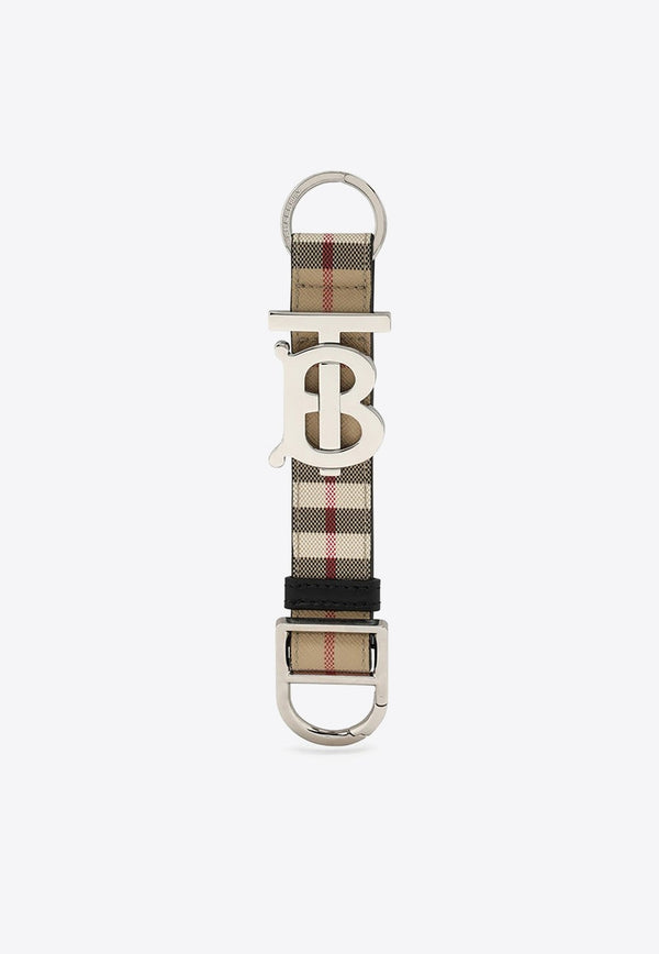 Checked Leather Keyring