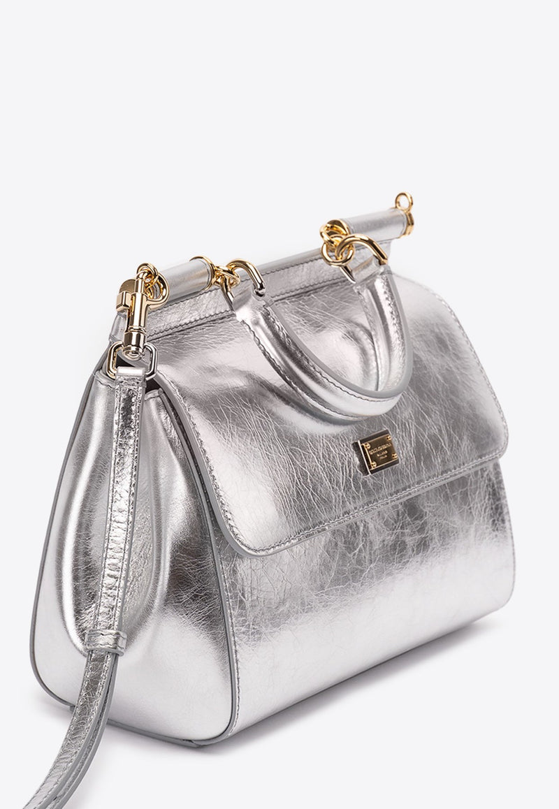 Medium Sicily Crossbody Bag in Metallic Leather