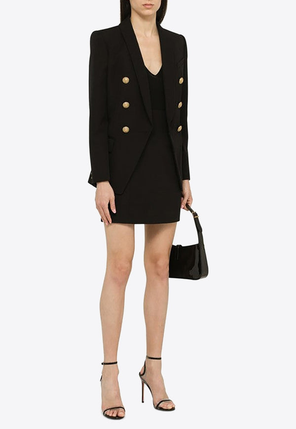 Balmain Black Double-Breasted Jacket In Wool - Black