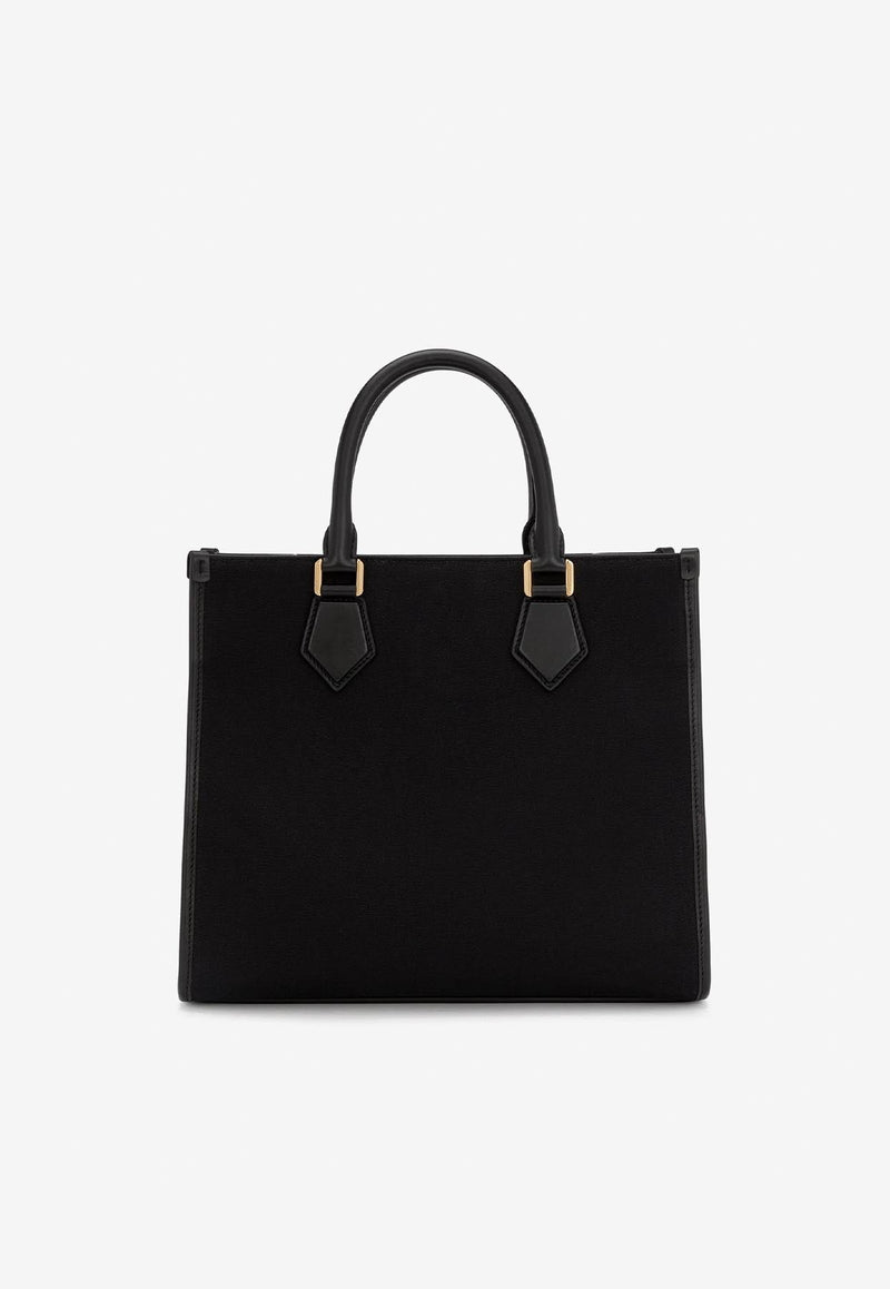 Canvas and Nappa Leather Shopper Bag