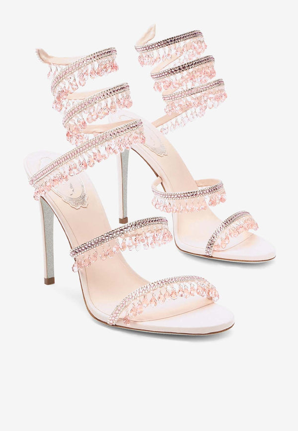 Chandelier 105 Crystal-Embellished Sandals in Satin