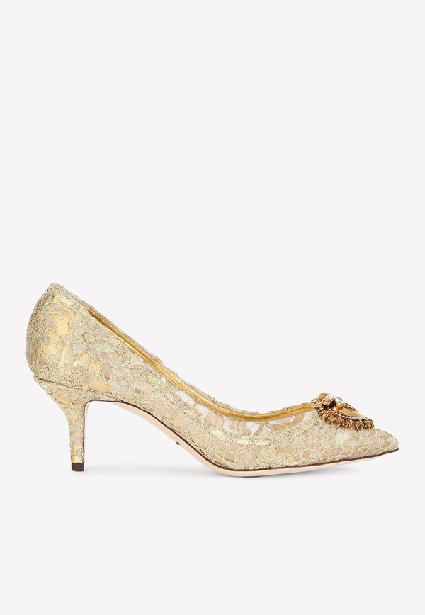 Bellucci 60 Lurex Lace Pumps with Brooch Detail