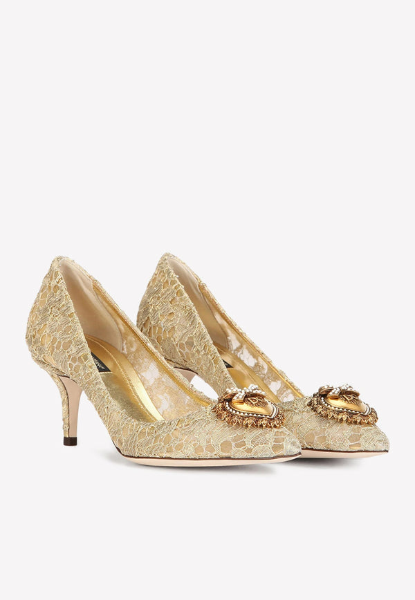 Bellucci 60 Lurex Lace Pumps with Brooch Detail