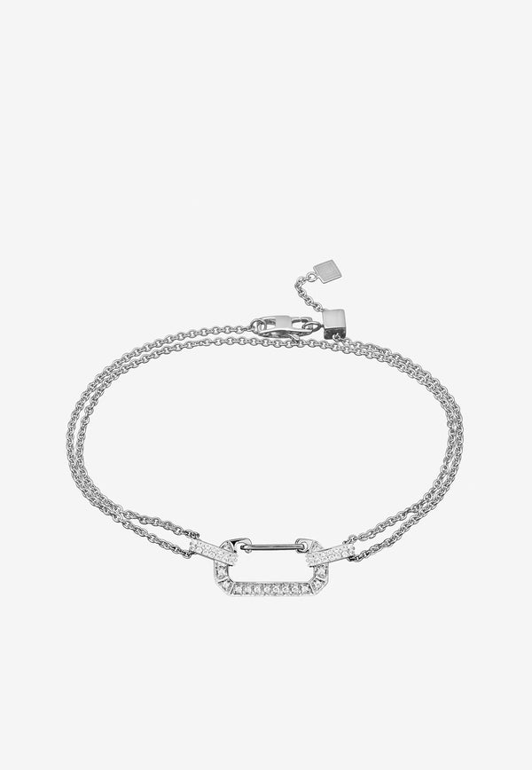 Chiara Double Chain Bracelet in 18-karat White Gold with Diamonds