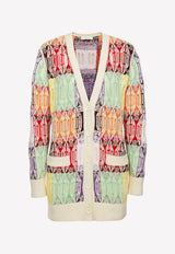 Colorblock Knitted Cardigan in Cashmere Blend