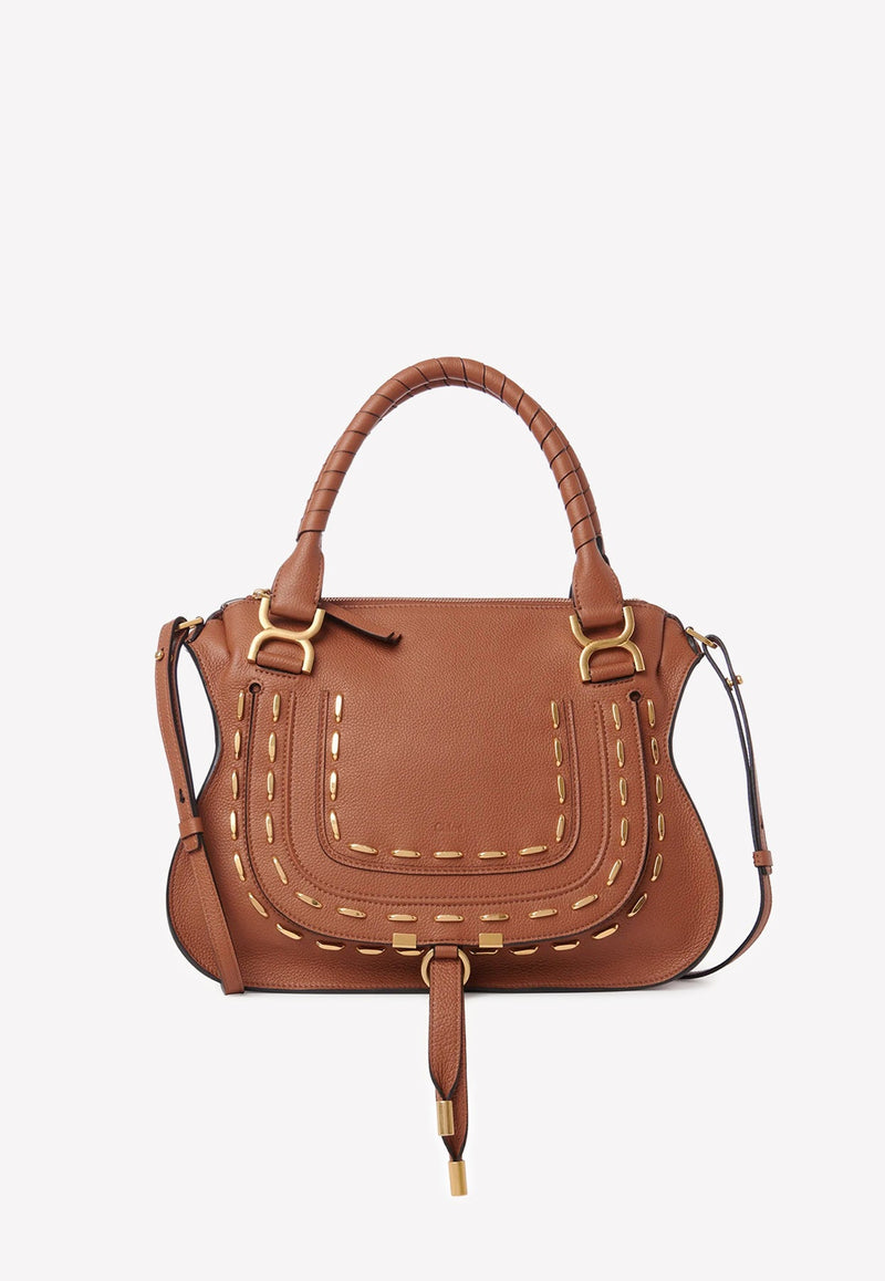 Medium Marcie Top Handle Bag in Grained Leather