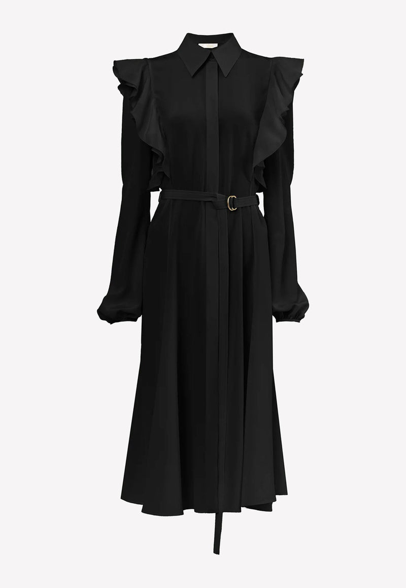 Belted Midi Shirt Dresses in Silk
