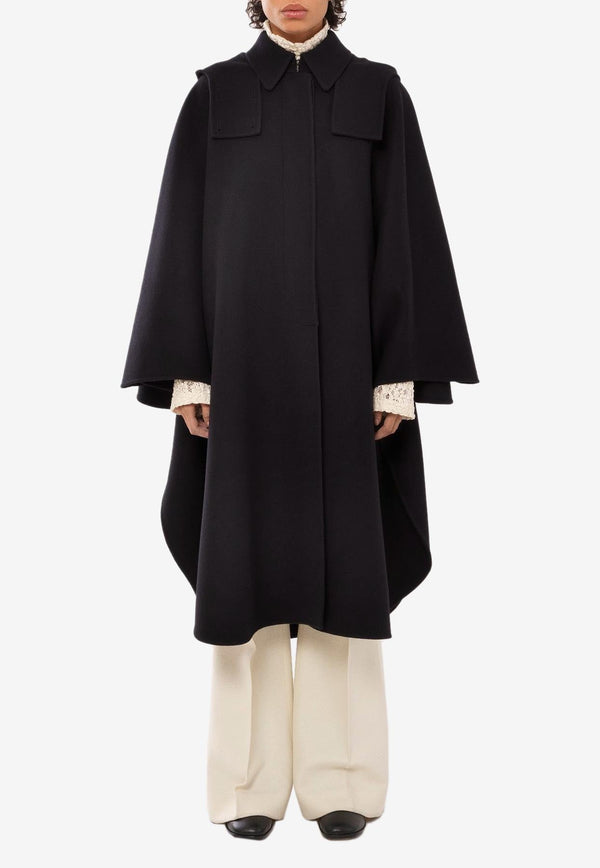 Hooded Cape Coat in Wool and Cashmere