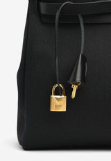 Herbag 31 in Black Toile and Vache Hunter Leather with Gold Hardware