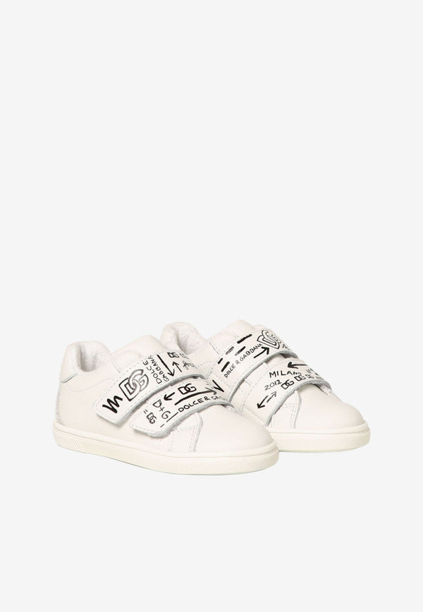 Kids Graffiti Logo Leather Sneakers