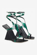 Tutankamon 105 Wraparound Sandals in Malachite Patent Leather