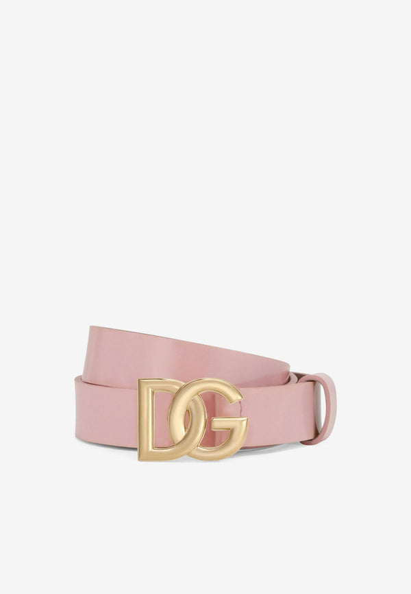 Girls DG Logo Buckle Belt in Patent Leather