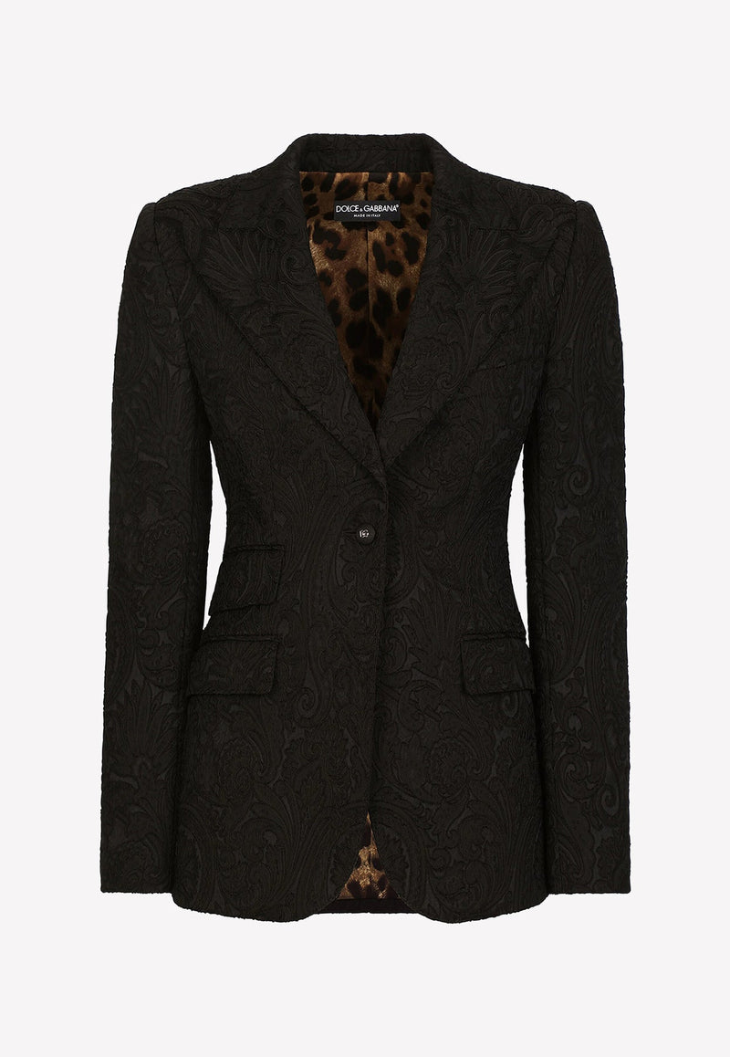 Ornamental Jacquard Single-Breasted Blazer