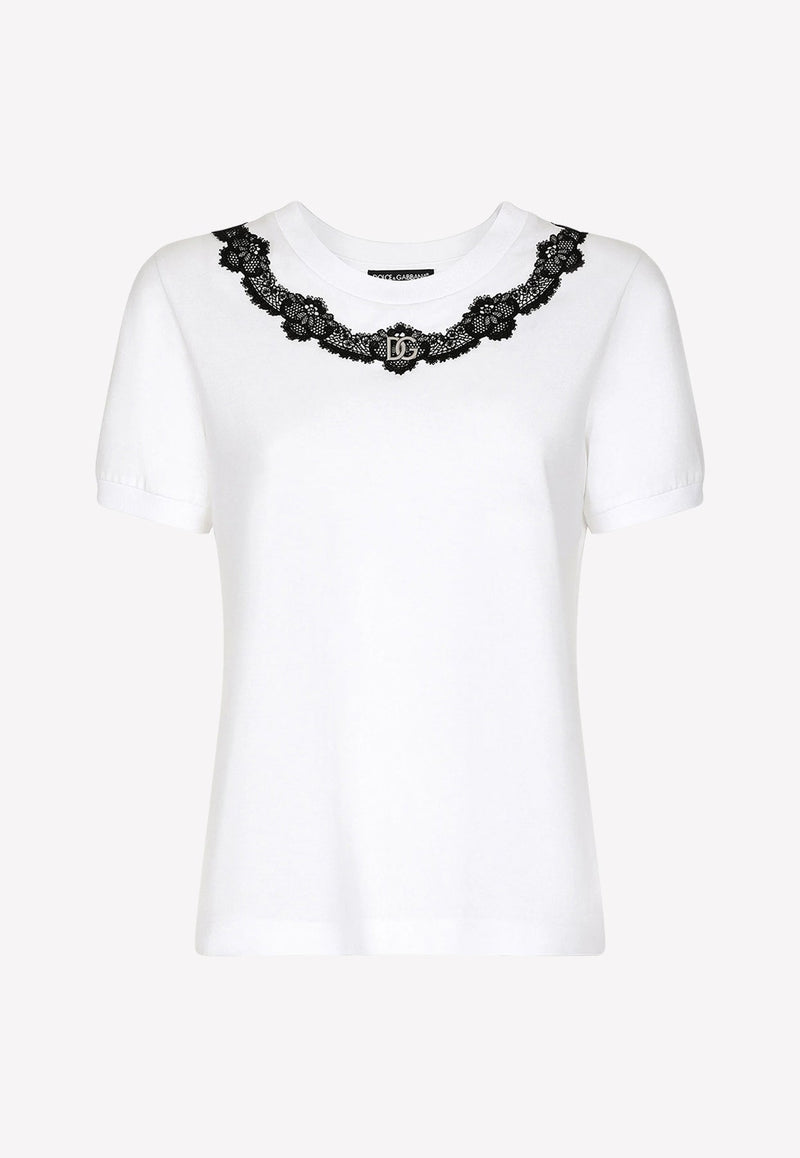 Logo T-shirt with Lace Insert