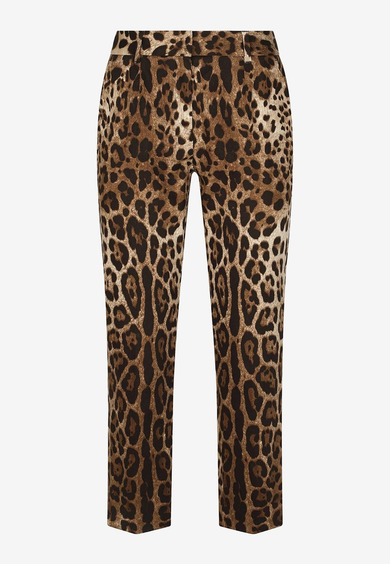 Leopard-Print Cropped Pants
