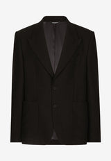 Single-Breasted Peak-Lapeled Blazer