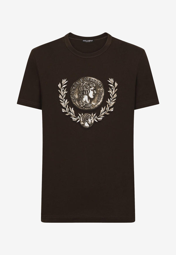 Coin and laurel Print Crewneck T-shirt