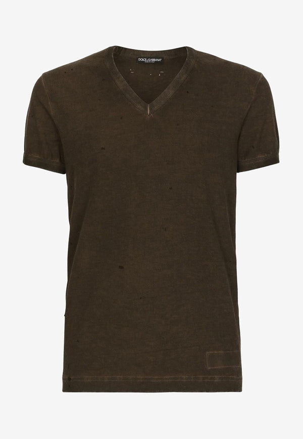 Distressed Re-Edition V-neck T-shirt