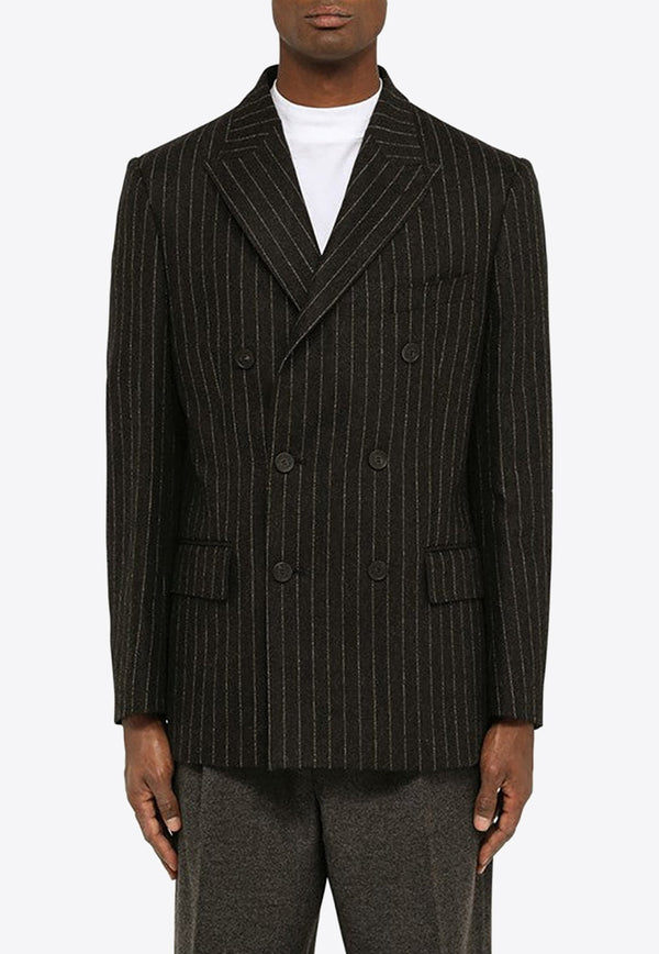 Pinstriped Double-Breasted Blazer in Wool