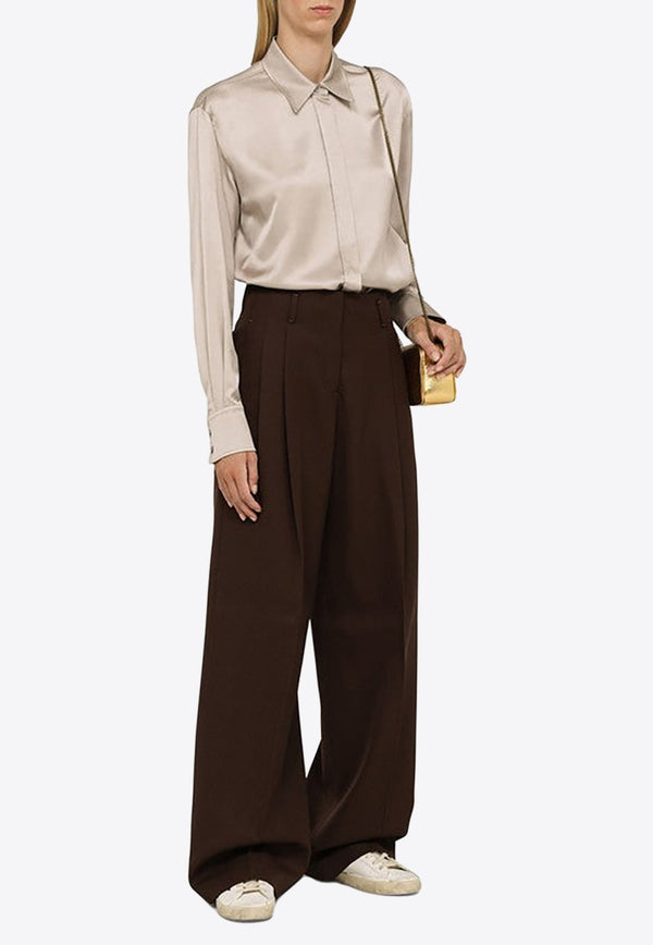 Long-Sleeved Satin Shirt