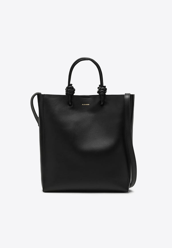 Leather Tote Bag with Knotted Handles