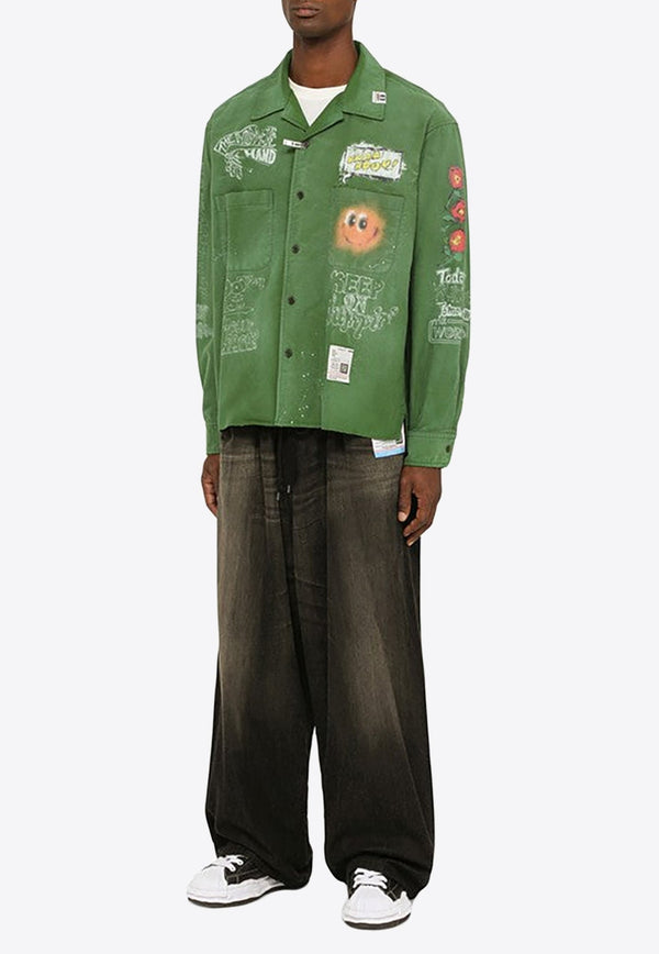 Graffiti Print Long-Sleeved Shirt