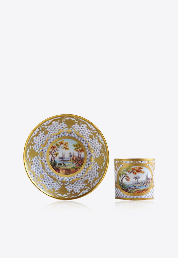 Paysages a La Barque Porcelain Litron Cup and Saucer - Set of 2