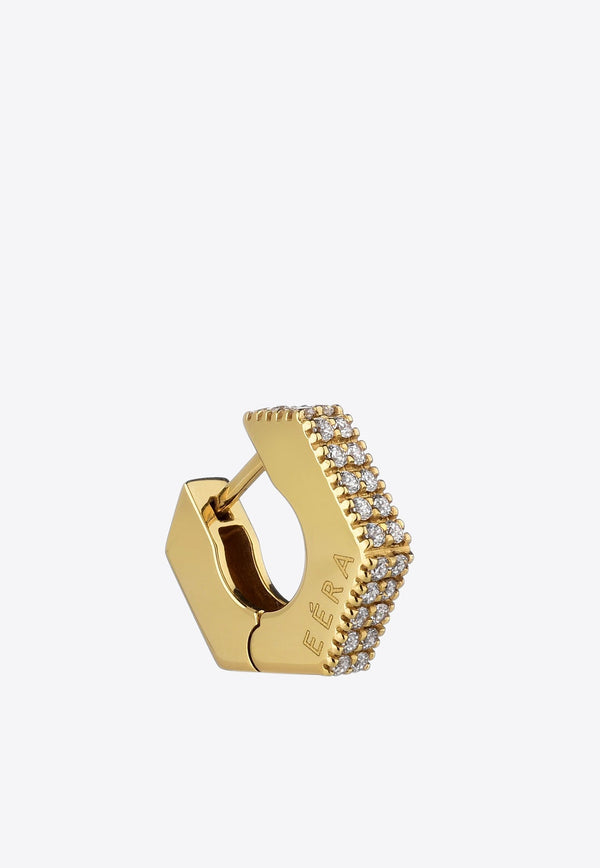 Special Order - Diamond Embellished Mini Dado Hoop Earring in 18-karat Gold