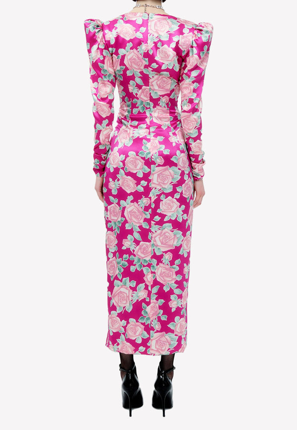 Floral Print Maxi Silk Dress
