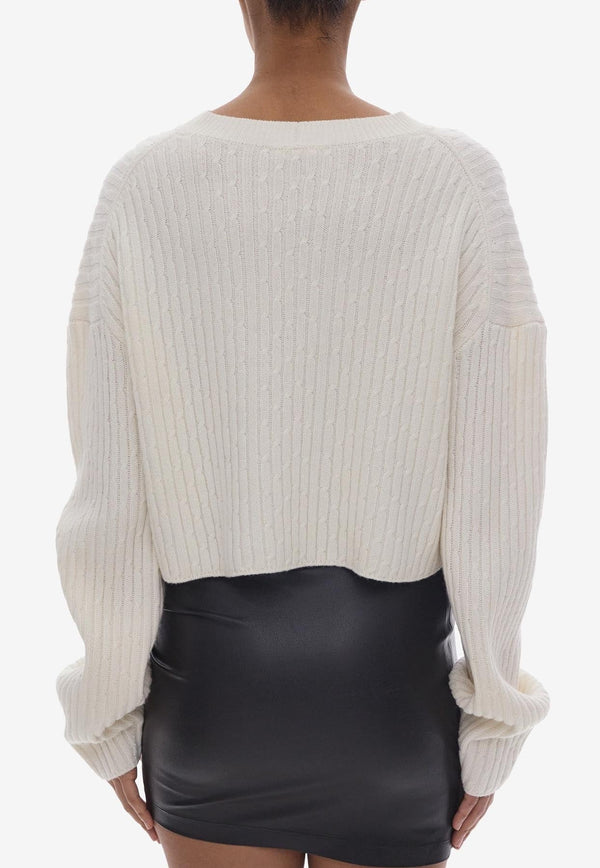 Cable-Knit Cropped Sweater in Wool