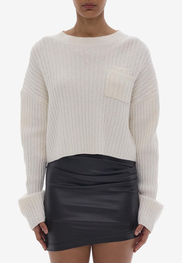 Cable-Knit Cropped Sweater in Wool