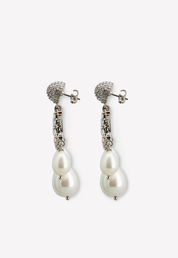 Crystal Stars and Pearls Drop Earrings