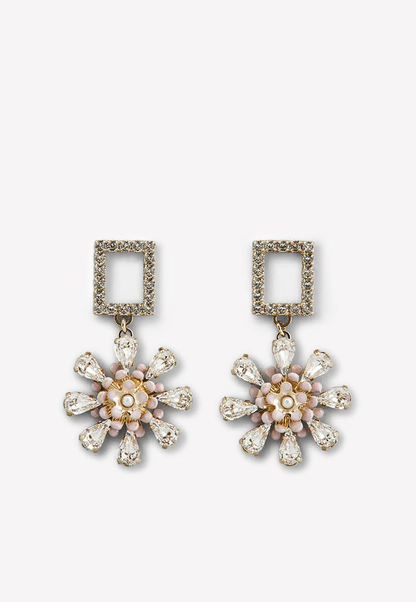 Vivier Blossom Crystal Drop Earrings