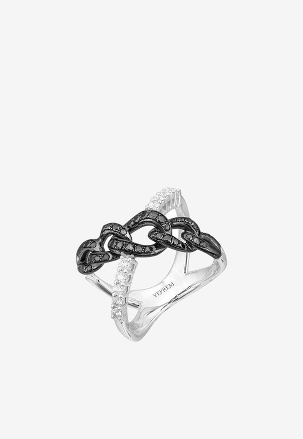 Black Strada 18-karat White Gold Ring with Diamonds