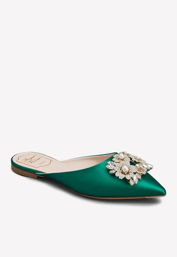 Bouquet Strass Pearl Buckle Flat Mules