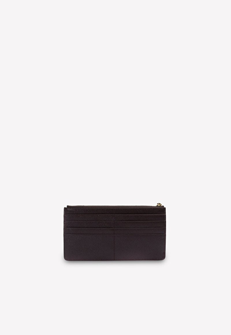 Logo Plaque Cardholder in Dauphine Leather