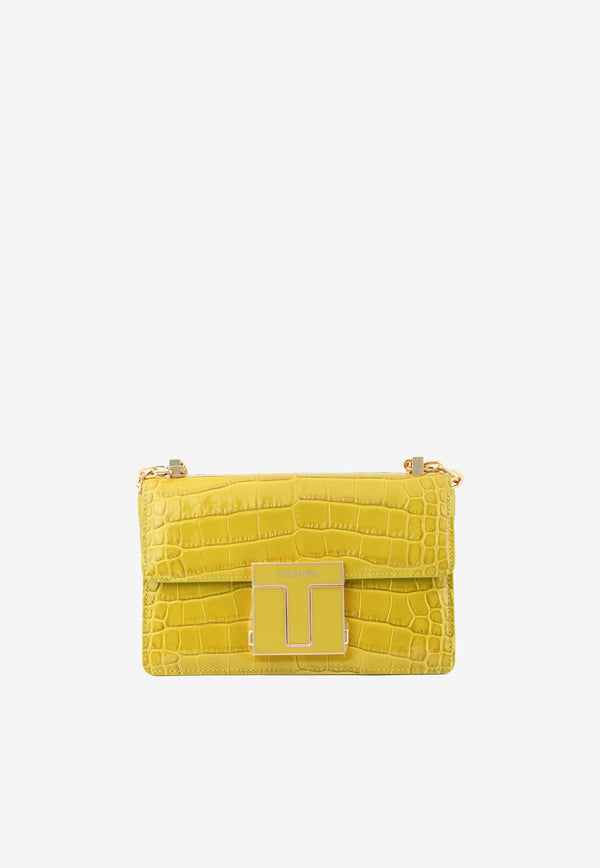 Medium 001 Chain Shoulder Bag in Croc-Embossed Leather