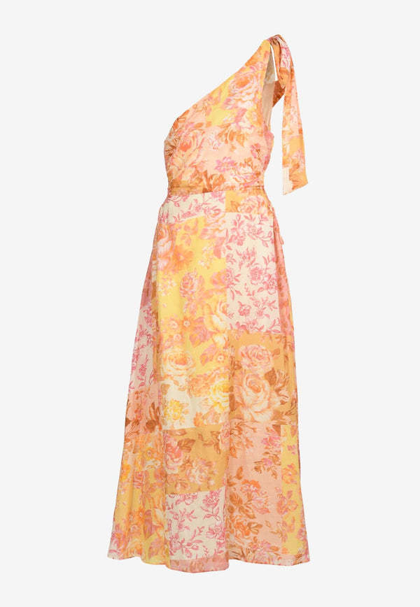 Jelina One-Shoulder Floral Midi Dress