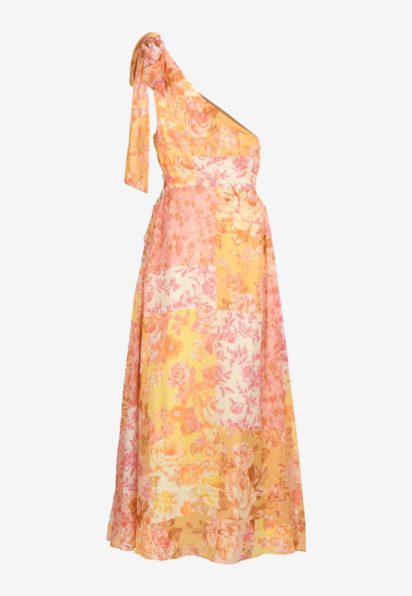 Jelina One-Shoulder Floral Midi Dress