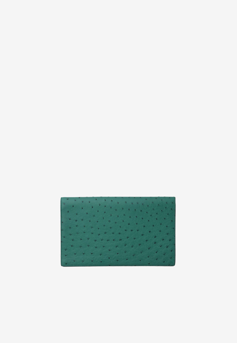 Large VLogo Envelope Clutch in Ostrich Leather