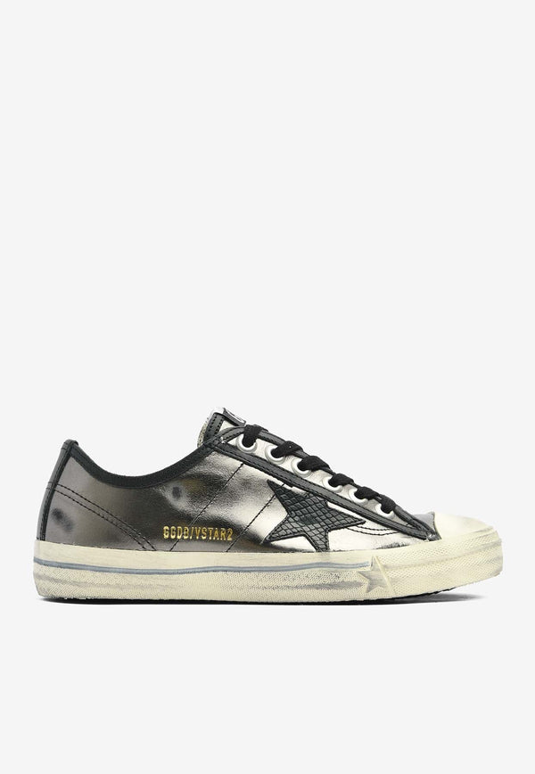 V-Star Laminated Leather Sneakers with Python Print Star