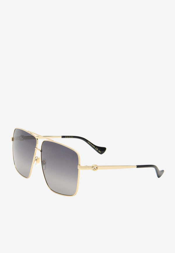 Oversized Navigator Sunglasses with Chain