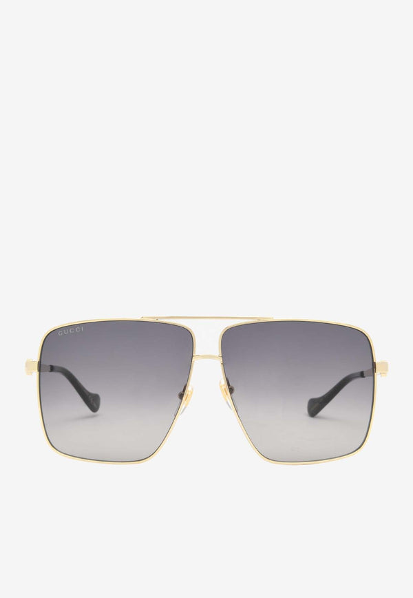 Oversized Navigator Sunglasses with Chain